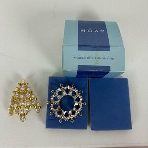 VTG "2" Brooches/Pins.  Butler & Wilson Angel Tree and Avon 'Angels of Harmony'
